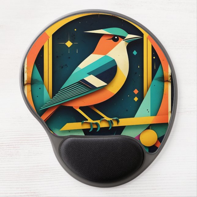 Geometric Avian Art Gel Mouse Pad (Front)
