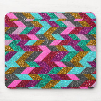 Geometric Aztec Girly Pink Teal Glitter Print Mouse Pad