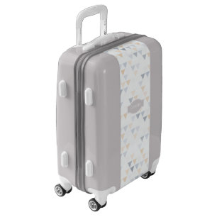 Geometric aztec triangle tribal print monogram luggage