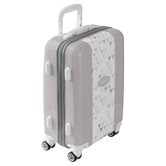 Geometric aztec triangle tribal print monogram luggage (Rotated Left)