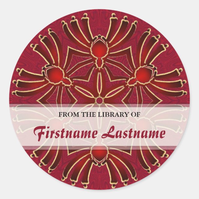 Geometric Azteck Spiderz : Red Gold Bookplate Stic (Front)