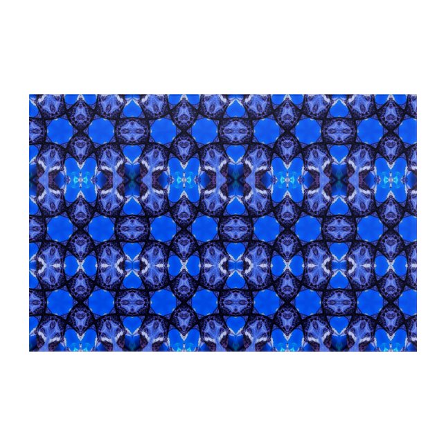 Geometric azure blue black wall art acrylic (Front)