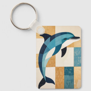Geometric Azure Leap Keychain