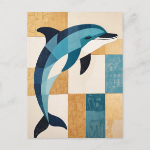 Geometric Azure Leap Postcard