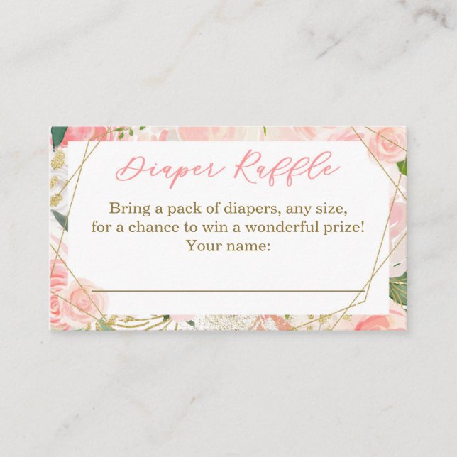 Geometric Baby Shower Diaper Raffle Tickets (Front)