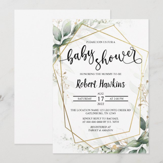 Geometric Baby Shower Invitation (Front/Back)