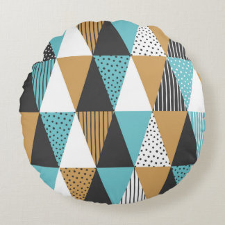 Geometric background. Abstract vintage illustratio Round Pillow
