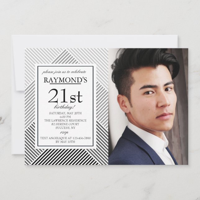 Geometric Background Photo Invitation (Front)