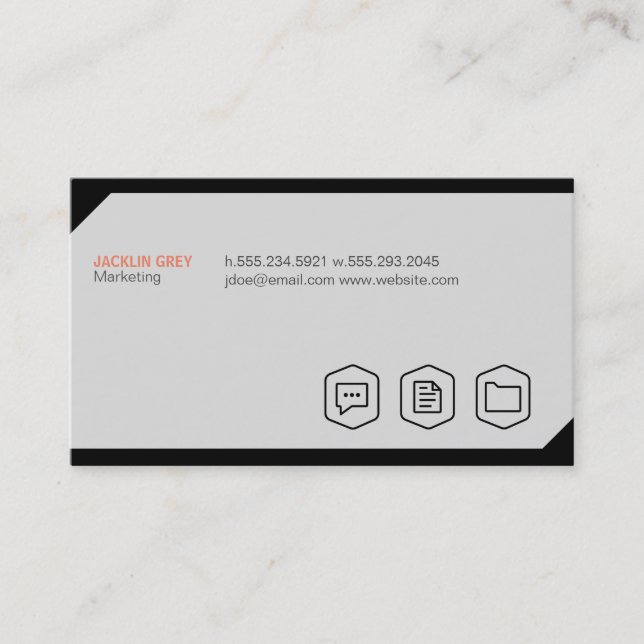 Geometric background with Icons Business Card (Front)