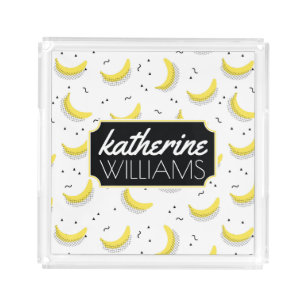 Geometric Bananas Add Your Name Acrylic Tray