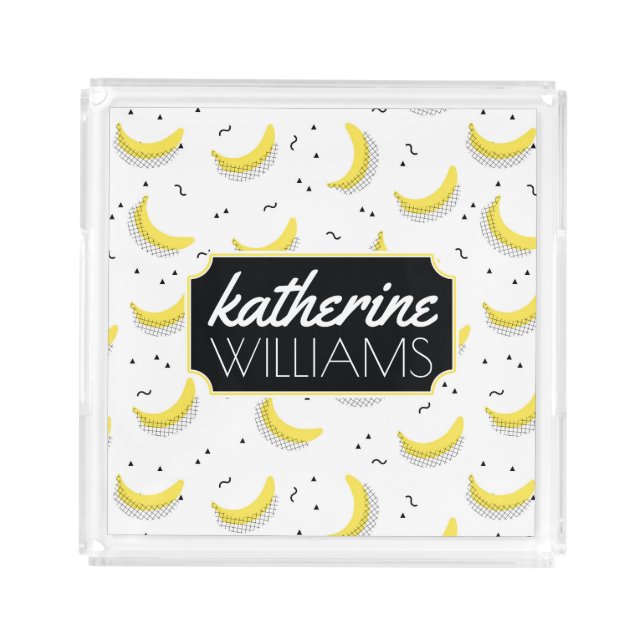 Geometric Bananas | Add Your Name Acrylic Tray (Front)