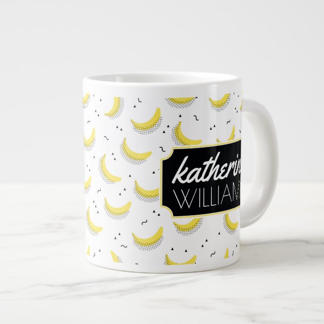 Geometric Bananas | Add Your Name Giant Coffee Mug (Front Right)