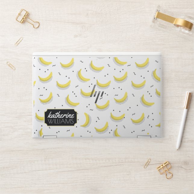 Geometric Bananas | Add Your Name HP Laptop Skin (Desk)