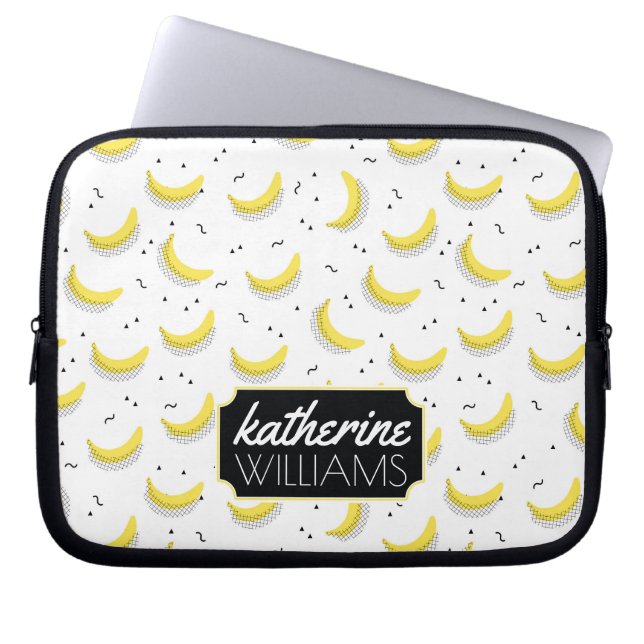 Geometric Bananas | Add Your Name Laptop Sleeve (Front)