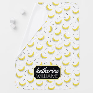 Geometric Bananas Add Your Name Swaddle Blanket