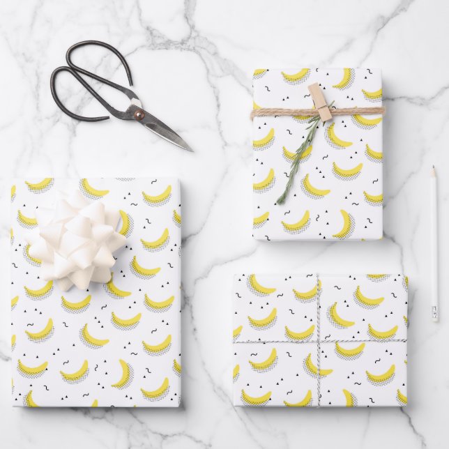 Geometric Bananas Wrapping Paper Sheets (Front)