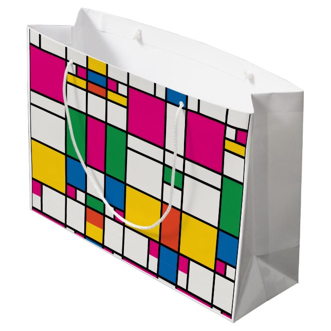 Geometric Bauhaus Pattern Large Gift Bag (Back Angled)