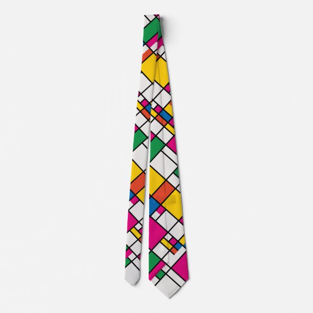 Geometric Bauhaus Pattern Neck Tie (Back)