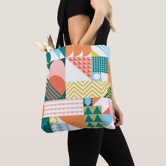 Geometric Bauhaus Pattern Scandi Mosaic Tote Bag (Creator Uploaded)