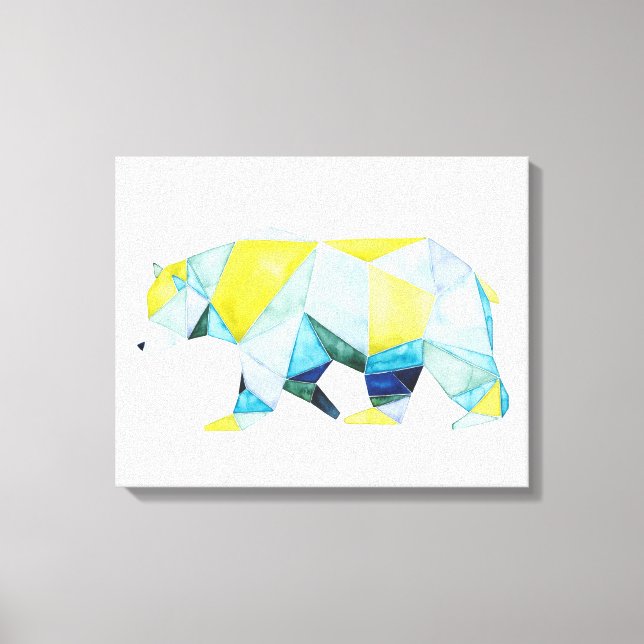 Geometric Bear Animal Canvas Print (Front)
