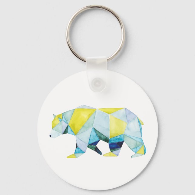 Geometric Bear Animal Keychain (Front)