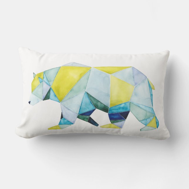 Geometric Bear Animal Lumbar Pillow (Front)