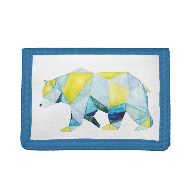 Geometric Bear Animal Trifold Wallet (Front)