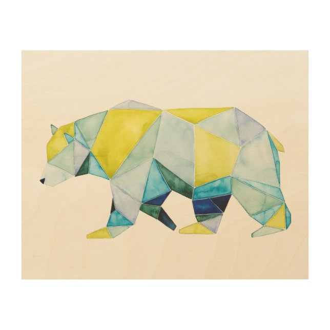Geometric Bear Animal Wood Wall Decor (Front)