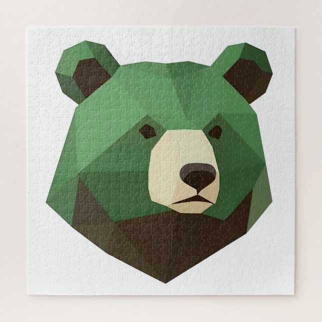 Geometric Bear Head Low Poly Jigsaw Puzzle (Vertical)