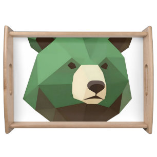 Geometric Bear Head Low Poly Serving Tray