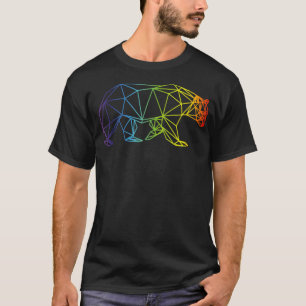 Geometric Bear LGBT Rainbow Flag Gay T-Shirt