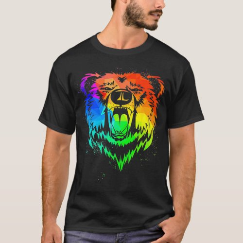 Geometric Bear Lgbt Rainbow Gay Pride Brown Bear a T_Shirt