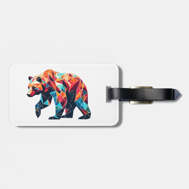 Geometric Bear Luggage Tag (Back Horizontal)