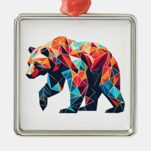 Geometric Bear Metal Ornament