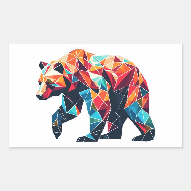 Geometric Bear Rectangular Sticker (Front)