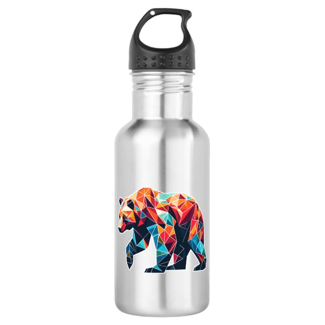 Geometric Bear Stainless Steel Water Bottle (Front)
