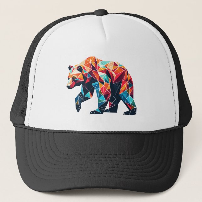 Geometric Bear Trucker Hat (Front)