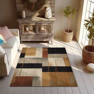 Geometric Beauty: Cream, Brown, and Grey Area Rug