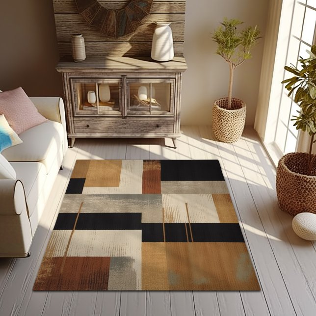 Geometric Beauty: Cream, Brown, and Grey Area Rug (Creator Uploaded)