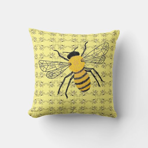 Geometric Bee Throw Pillow