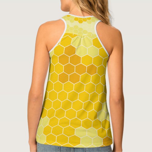 Geometric bee yellow honey comb Patterns Tank Top