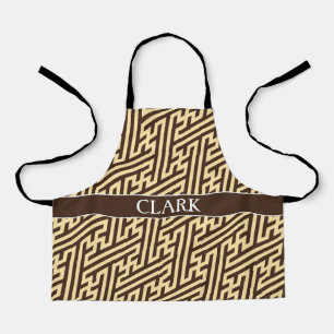 Geometric Beige Black Minimal Pattern Apron