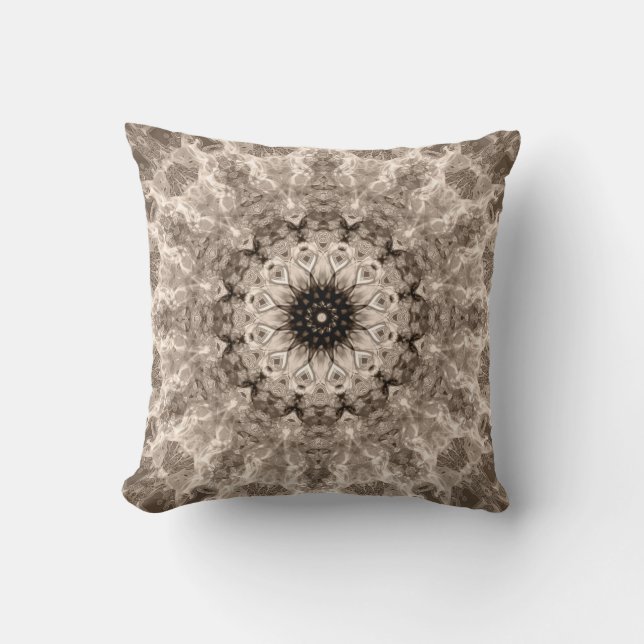 geometric, beige, brown, mandalas throw pillow (Front)