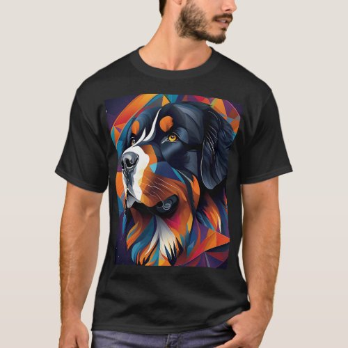 Geometric bernese mountain dog T_Shirt