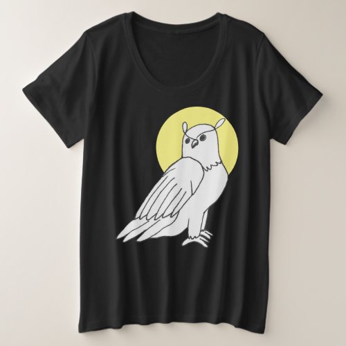 Geometric Bird Golden Yellow Woodland Owl Plus Size T_Shirt