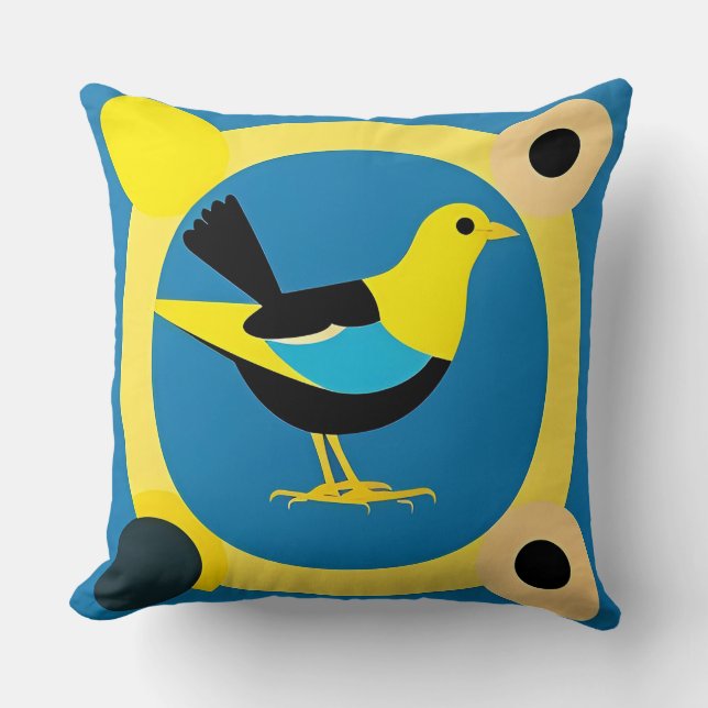 🎨 Geometric Bird Modern Abstract Decor 🌿🐦 Throw Pillow (Front)