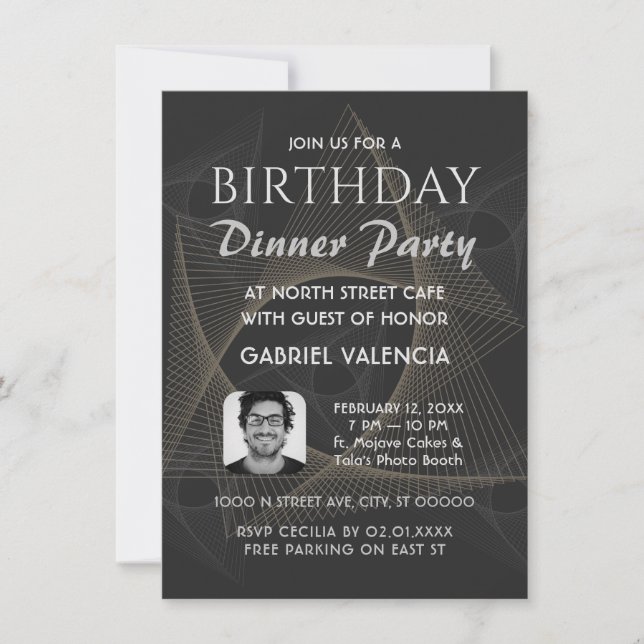 Geometric Birthday Dinner Party Invitation (Front)