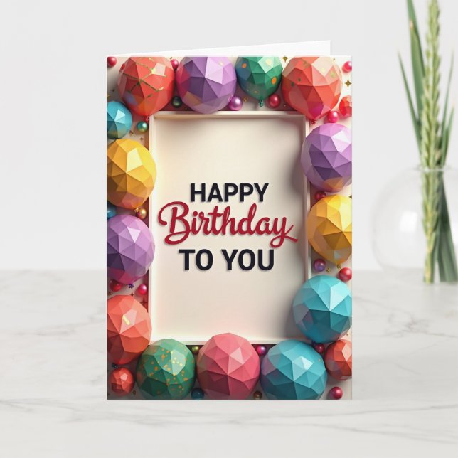 Geometric Birthday Joy Card (Front)