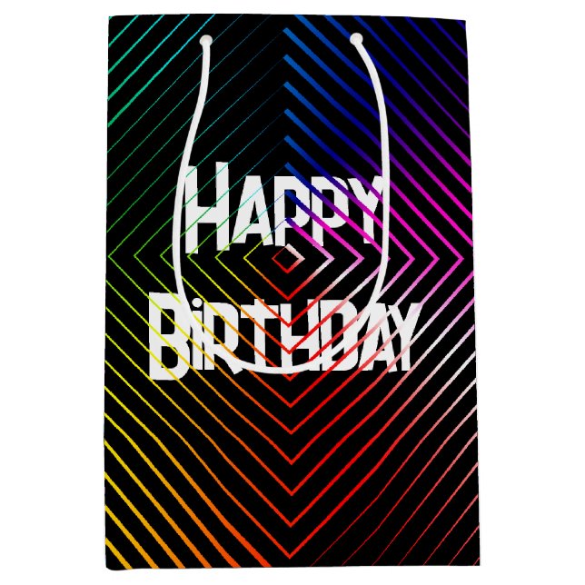 Geometric Birthday Rainbow Medium Gift Bag (Front)