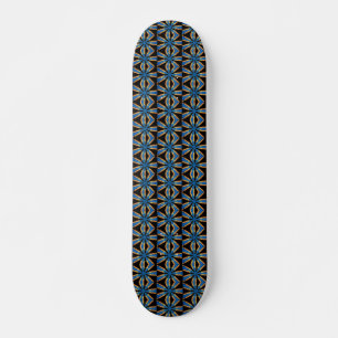 geometric black and blue skateboard deck